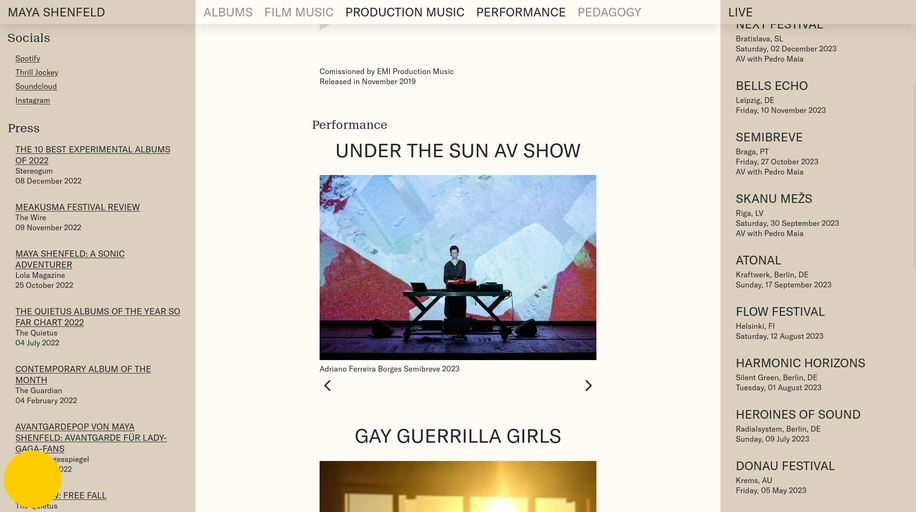 screenshot of Maya Shenfeld's portfolio website