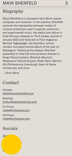 screenshot of Maya Shenfeld's portfolio website